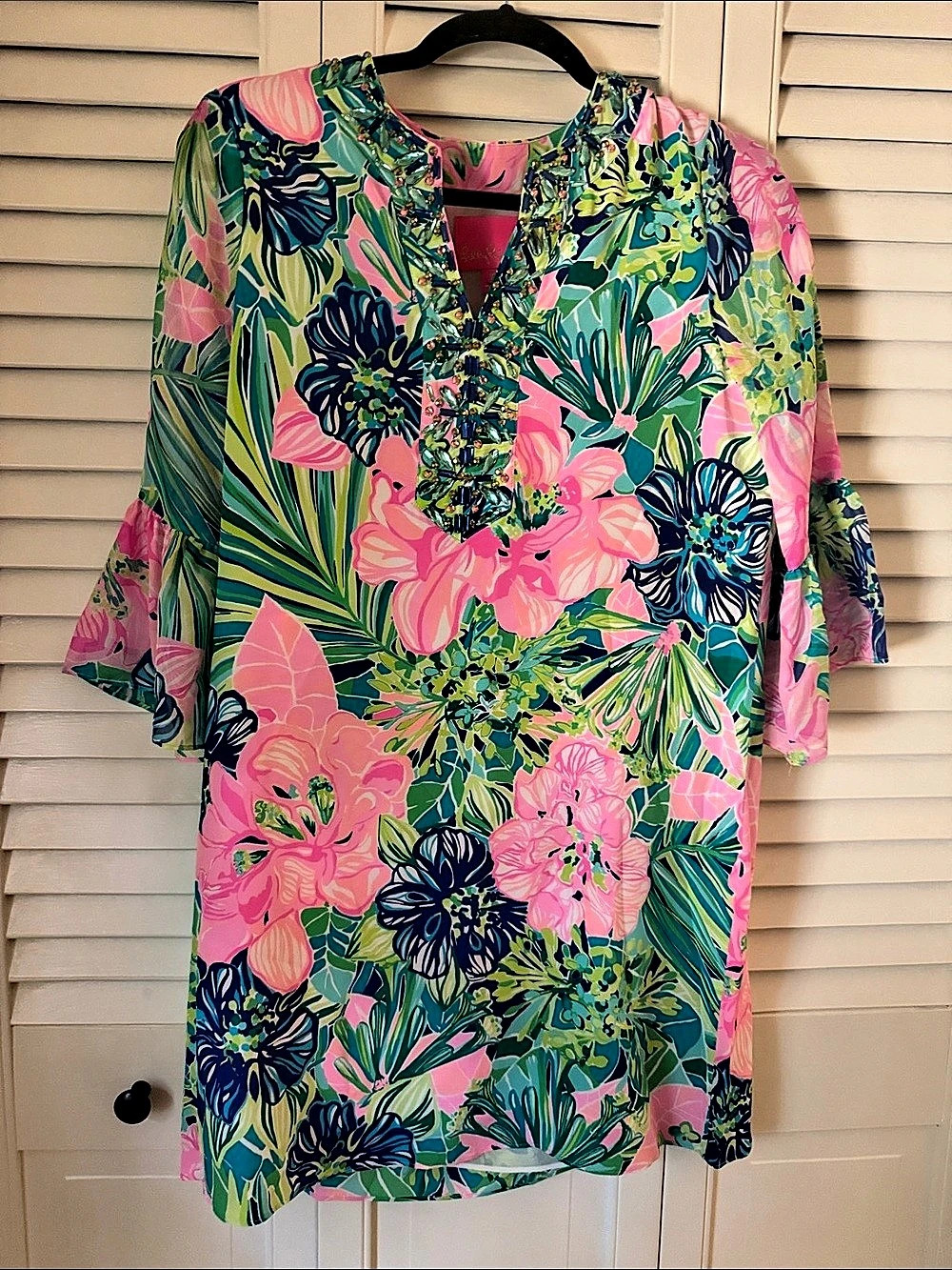 Lilly Pulitzer Floral Mini Dress in Green & Pink Size XS Like New